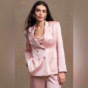 Ronny Kobo Vivv Satin Blazer in Neutral